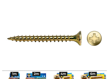 Caja 200 Ud. Tornillo Madera Vlox Rosca Completa Avellanado Impronta Pz Ø4,5x40 Mm. Bicromatado