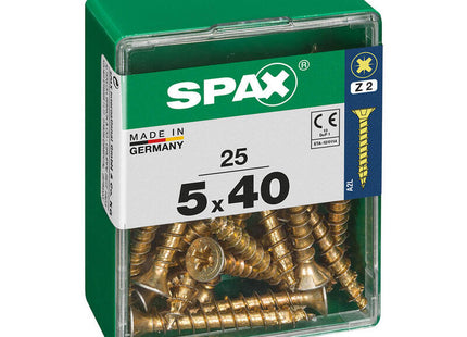 Caja 25 Uds. Tornillo Madera Spax Cab. Plana Yellox 5,0x40mm Spax