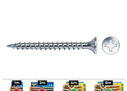 Caja 250 Unid. Tornillo Madera Avellanado Pozi Din/Ref Vlox Ø4x60mm Zincado+Lubr. Celo