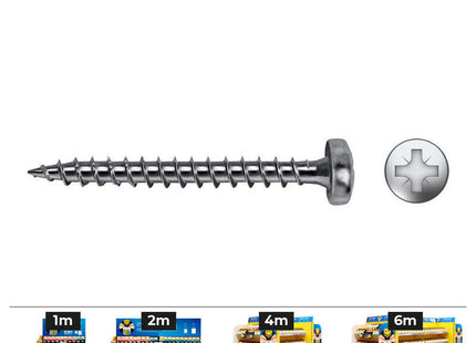 Caja 500 Unid. Tornillo Madera Vlox B Rosca Completa Alomado Impronta Pz Ø4x30 Mm Cincado