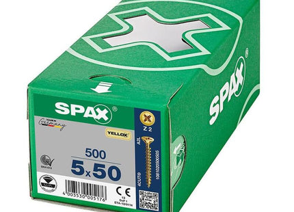 Caja 500 Unid. Tornillo Universal Cabeza Plana Yellox 5x50mm Z2