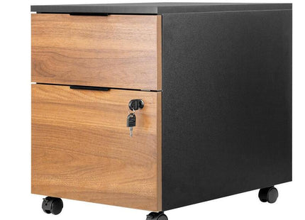 Cajonera Artisan Combinación Negro Y Madera Nogal