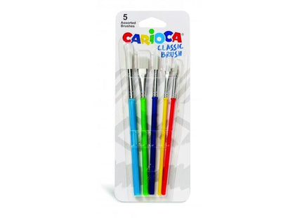 Carioca Pinceles Pack De 5 Pinceles - Nylon - Cerdas Suaves Y Duraderas - Perfectos Para El Cole - 5 Tamaños Diferentes