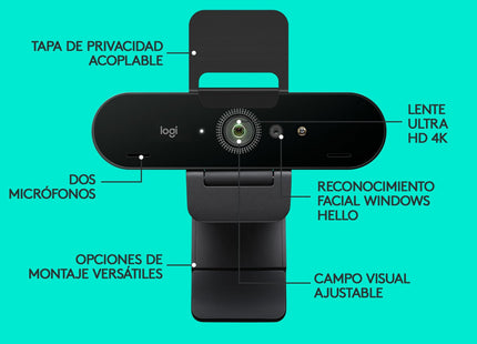 Webcam Logitech Brío Stream Enfoque Automático 4k