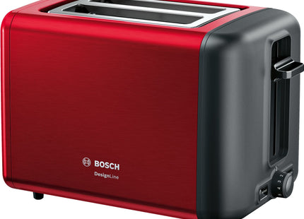 Tostadora Bosch Designline Tat3p424 Potencia 970 W, Numero De Ranuras 2, Material De La Carcasa Acero Inoxidable, Rojo