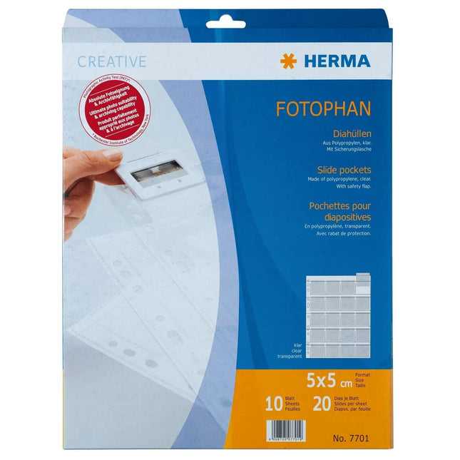 Herma Slide Pockets 5x5 10 Sheets Clear 7701 Hojas