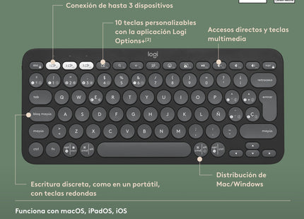 EAN 5099206111127 - Logitech 920-011827 teclado Universal RF Wireless + Bluetooth QWERTY Español Grafito imagen 11