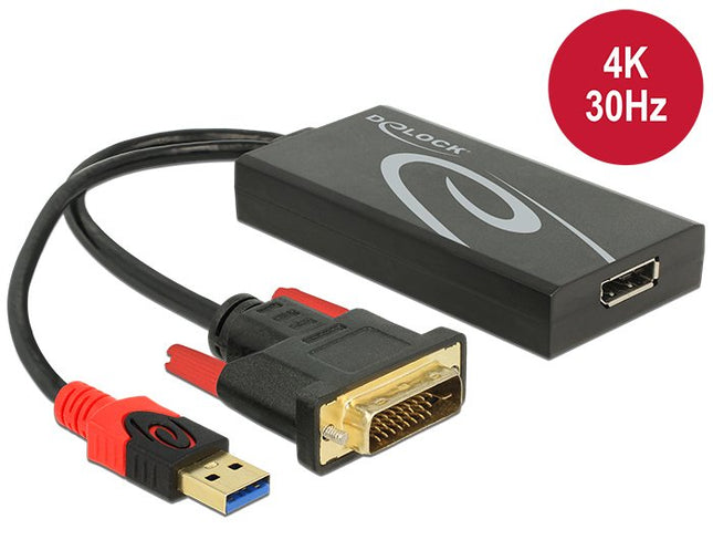 Delock Adapter Dvi Male > Displayport 1.2 Female Black