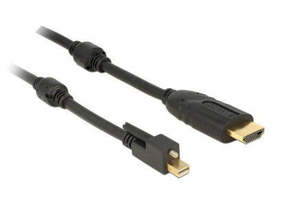 Delock Cable Mini Displayport 1.2 Macho Con Tornillo  Hdmi Macho 4k Activo Negro 5 M