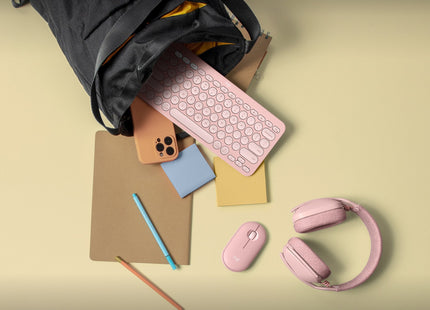 Teclado  Español Logitech Pebble Keys 2 K380s Rf Wireless + Bluetooth Qwerty Rosa