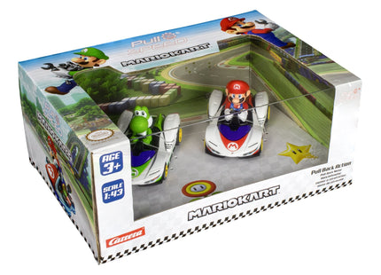 Set 2 Coches Pull Speed Mario + Yoshi Mario Kart