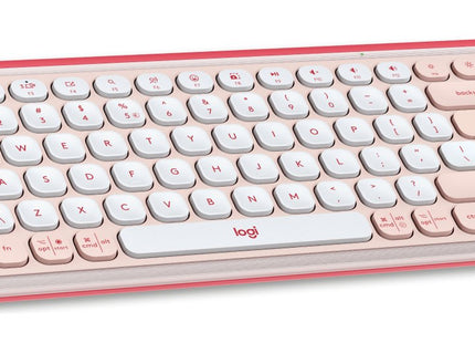 Teclado Ingles + Ratón Logitech Pop Icon Universal Bluetooth Qwerty Internacional De Ee.Uu. Rosa, Blanco