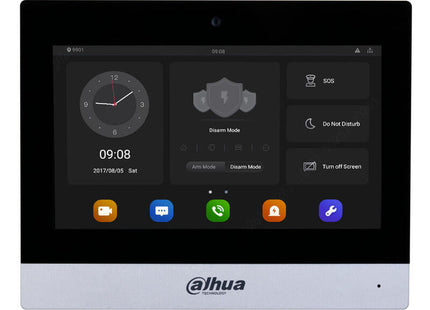 Dahua Vth8a21kms-Cw Monitor Interior 7" De Superficie Para Videoportero Ip Wifi Poe Sd 6e 1s Alarma Negro Con Cámara Frontal