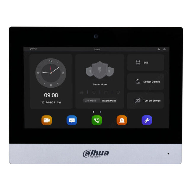 Dahua Vth8a21kms-Cw Monitor Interior 7" De Superficie Para Videoportero Ip Wifi Poe Sd 6e 1s Alarma Negro Con Cámara Frontal