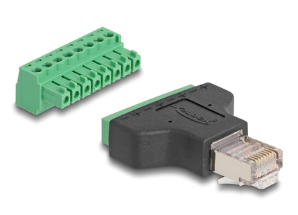 Delock 66471 Adaptador Rj45 Macho > Bloque De Terminales De 8 Contactos Y 2 Partes 3,81 Mm