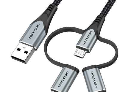 Cable Usb Tipo-C Vention Cqjhf Usb Macho Usb Tipo-C Macho Microusb Macho Lightning Macho 1m Gris