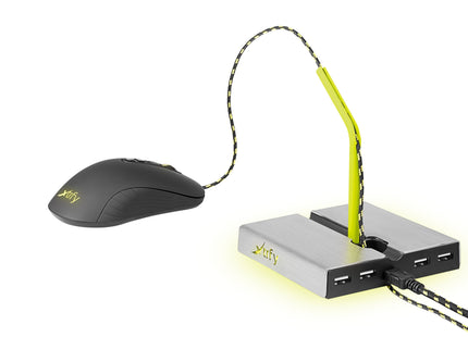 Cherry Xtrfy Zub B1 Raton Bungee Plata Amarillo Hub De Interfaz Usb 2.0
