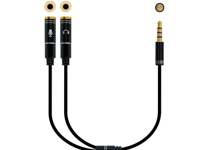 Nanocable Cable Adaptador Audio Jack 3.5mm Macho 4 Pines A 2x Jack 3.5mm Hembra 3 Pines 0.30m - Negro