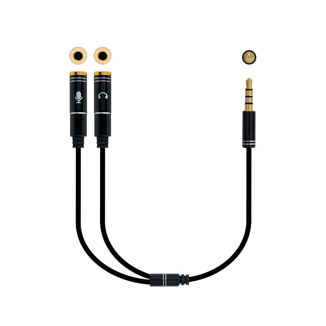 Nanocable Cable Adaptador Audio Jack 3.5mm Macho 4 Pines A 2x Jack 3.5mm Hembra 3 Pines 0.30m - Negro