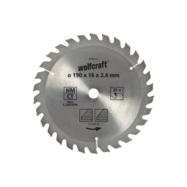 Disco De Sierra Circular Ct, 30 Dientes Ø190mm 6736000 Wolfcraft