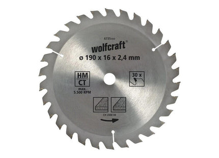 Disco De Sierra Circular Ct, 30 Dientes Ø210mm 6737000 Wolfcraft
