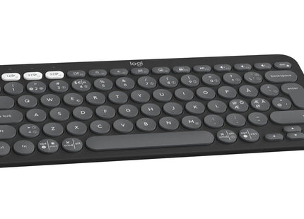 Teclado Danés Logitech Pebble Keys 2 K380s Rf Wireless + Bluetooth Qwerty , Finlandés, Noruego, Sueco Grafito