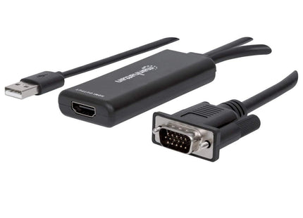 Manhattan Convertidor De Vga Y Usb A Hdmi Convierte Video Análogo Vga Y Audio Usb A Una Señal Digital Hdmi