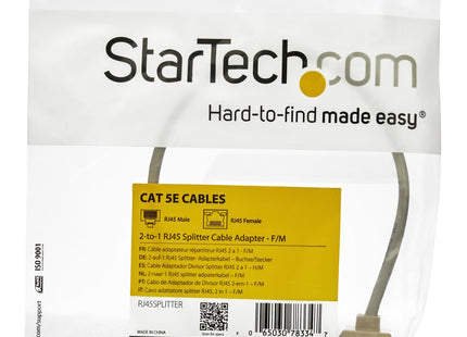 Startech.Com Adaptador Divisor Splitter Rj45 2 A 1 - Hembra A Macho - Divisor Splitter Para Cable De Red Ethernet Rj45 Garantia Lifetime