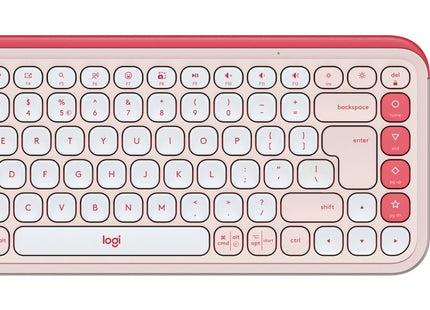 Teclado Ingles + Ratón Logitech Pop Icon Universal Bluetooth Qwerty Internacional De Ee.Uu. Rosa, Blanco