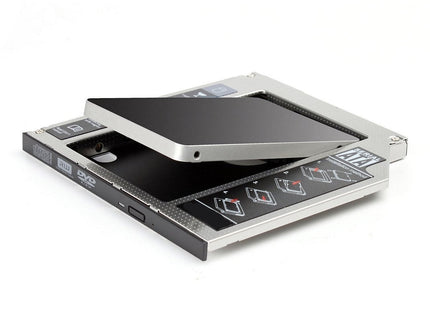 Ewent Sata Iii Ssd/Hdd Installation Frame For Cd/Dvd/Blu-Ray Drive Ewent Ew7005, Universal, Funda De Disco Duro, Acrilonitrilo Butadieno Estireno (Abs), Aluminio, Negro, Gris, 2.5", Hp, Dell, Acer, Benq, Asus, Lenovo, Great Wall