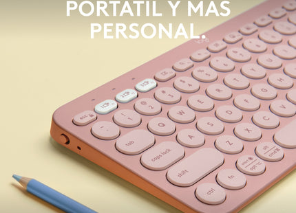 Teclado  Español Logitech Pebble Keys 2 K380s Rf Wireless + Bluetooth Qwerty Rosa