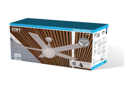 Ventilador De Techo Modelo Adriatico Blanco Potencia: 60w Aspas: Ø132cm Con Mando A Distancia Edm
