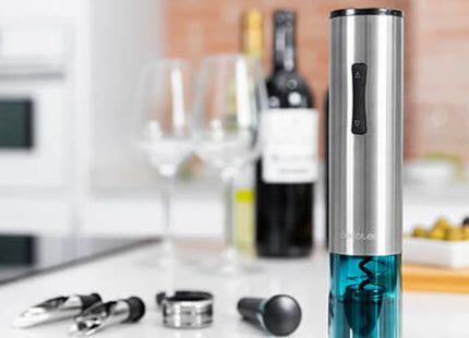 EAN 8435484023108 - Cecotec 02310 sacacorchos Abridor de vino eléctrico Azul, Acero inoxidable imagen 3