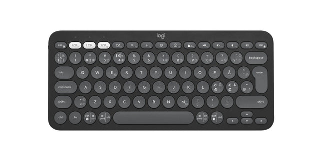 Teclado Danés Logitech Pebble Keys 2 K380s Rf Wireless + Bluetooth Qwerty , Finlandés, Noruego, Sueco Grafito