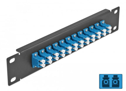 Delock 10" Patch Panel De Fibra Óptica 12 Puertos Lc Duplex Azul 1 U Negro