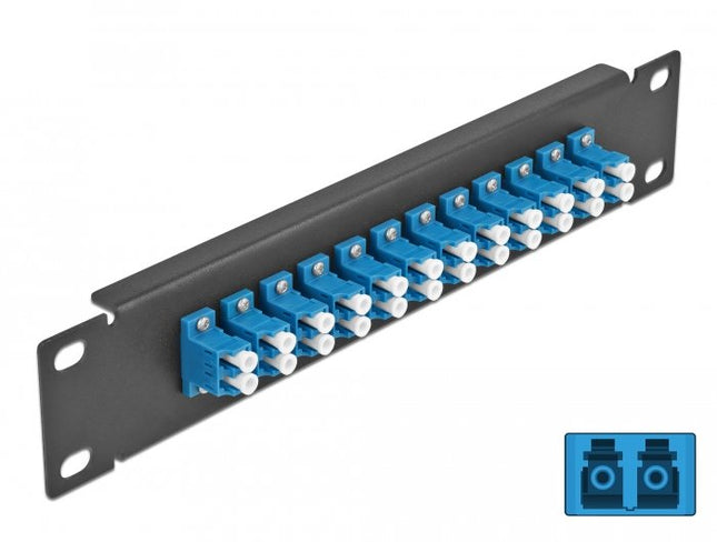 Delock 10" Patch Panel De Fibra Óptica 12 Puertos Lc Duplex Azul 1 U Negro