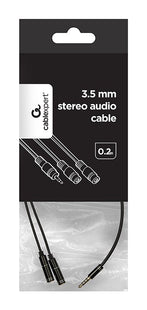 Gembird Adaptador Stereo Mini Jack (M) 4-Pin -> 2x Mini Jack (F), Metal, Black