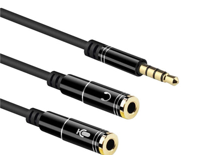 Ewent Ec1641 Cable De Audio 0,3 M 3,5mm 2 X 3,5mm Negro Ewent Cable Adaptador Audio Jack 3.5/M 4pines - 2xjack 3.5/H 3pines, Negro, 0.30m