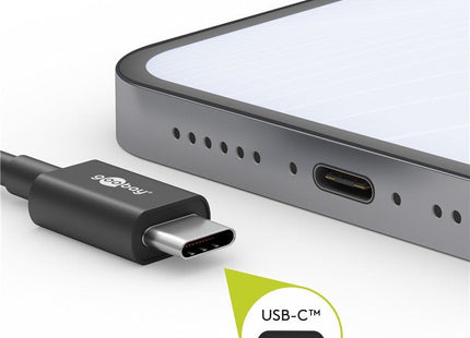 Cable De  2,00m Usb 2.0 480mbps Pd15w Usb-C Macho A Usb-C Macho Negro  Datos Y Carga