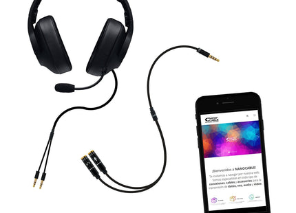 Nanocable Cable Adaptador Audio Jack 3.5mm Macho 4 Pines A 2x Jack 3.5mm Hembra 3 Pines 0.30m - Negro