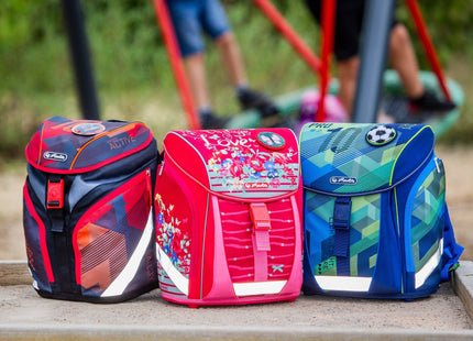 Herlitz Softlight Plus Stars&Strips Juego De Mochila Escolar Chica Poliéster Rosa, Rojo