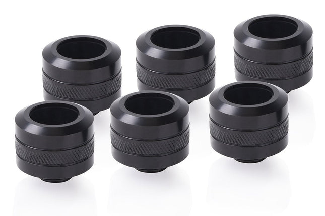 Alphacool Eiszapfen Pro 16mm Hardtube Racor G1/4 - Deep Black Sixpack,