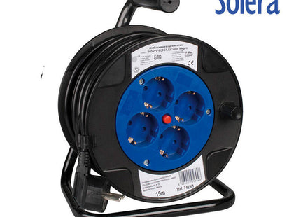 Enrollacable 15m 3x1,5mm Con 4 Tomas Bipolares Con T/Tl Solera 7423/2