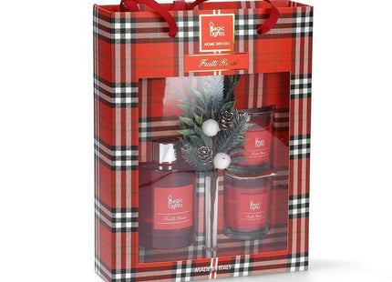 Estuche Mikado Difusor + 2 Velas Frutos Rojos Magic Lights