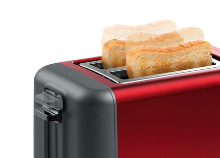 Tostadora Bosch Designline Tat3p424 Potencia 970 W, Numero De Ranuras 2, Material De La Carcasa Acero Inoxidable, Rojo