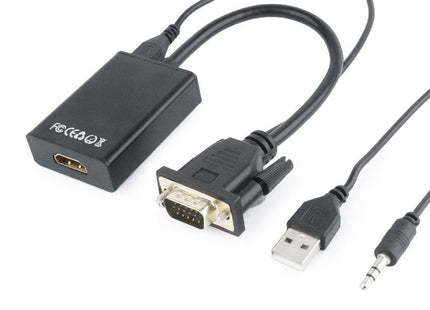 Gembird Adaptador Vga A Hdmi Con Audio Jack  3.5mm 0.15m Negro A-Vga-Hdmi-01
