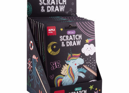 Apli Mini Láminas Rasca Y Dibuja Set Scratch&Draw Caja Expositora De 12 Surtidos +4 Años