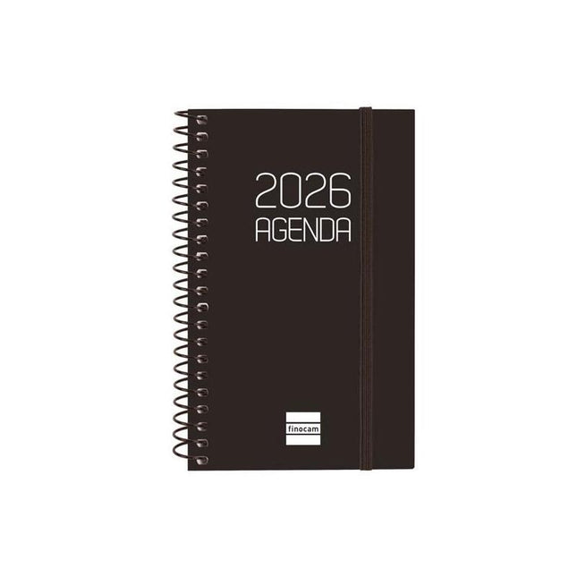 Finocam Agenda Espiral Opaque E3-79x127mm Svh Tapa Pp Negro 2026