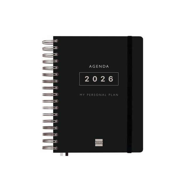 Finocam Agenda Espiral Tempus 4º-155x217mm 1dp Tapa Extradura Pp Negro 2026