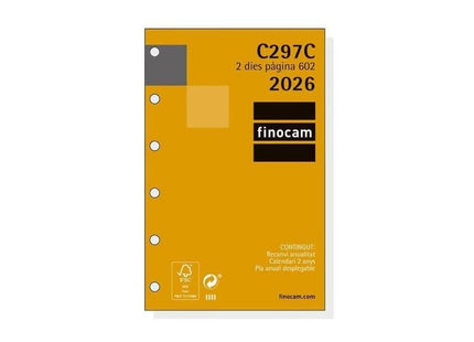 Finocam C297c Recambio Para Agendas Classic En Catalan - Anual 2026 - Esquinas Microperforadas - Formato 602 -